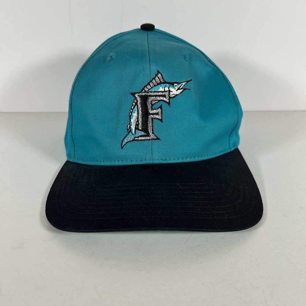 Vintage 90s Twins Enterprise Florida Marlins Teal MLB Snapback Cap Hat EUC
